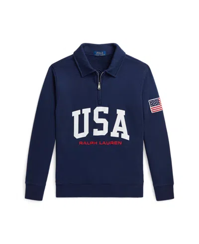 Polo Ralph Lauren Kids' Toddler And Little Boys "usa" Terry Quarter-zip Sweatshirt In Spring Navy