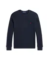 Polo Ralph Lauren Kids' Big Boys Waffle-knit Cotton Long Sleeve Tee In Rl Navy