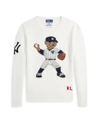 Polo Ralph Lauren Kids' Big Boys Yankees Bear Sweater In Deckwash White