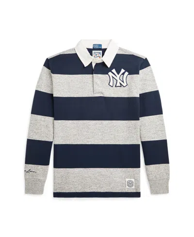 Polo Ralph Lauren Kids' Big Boys Yankees Rugby Shirt In Aviator Navy,loft Heather
