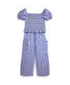 Polo Ralph Lauren Striped Cotton Top & Cropped Pant Set In Royal White