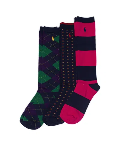 Polo Ralph Lauren Kids' Big Girls Argyle Knee High 3 Pack Socks In Asst