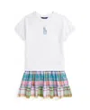 Polo Ralph Lauren Big Girls Big Pony Plaid-skirt Terry Dress In White,madras