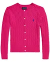 Polo Ralph Lauren Kids' Big Girls Cable-knit Cotton Cardigan In Pink
