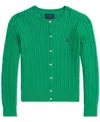 Polo Ralph Lauren Kids' Big Girls Cable-knit Cotton Cardigan In Stafford Green W,oplnt Purpl