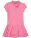 Polo Ralph Lauren Logo-embroidered Cotton-blend Polo Dress 7-11 Years In Baja Pink