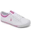 Polo Ralph Lauren Big Girls Elmwood Casual Sneakers From Finish Line In White,pink