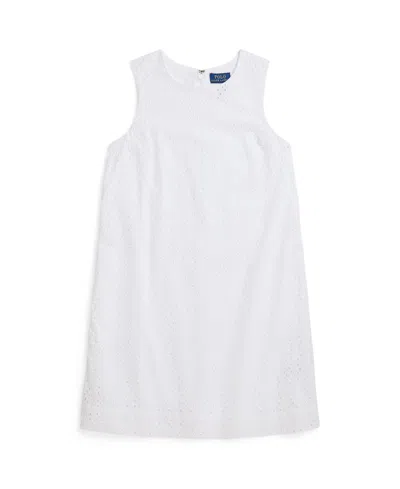 Polo Ralph Lauren Kids' Big Girls Eyelet-embroidered Cotton Dress In White