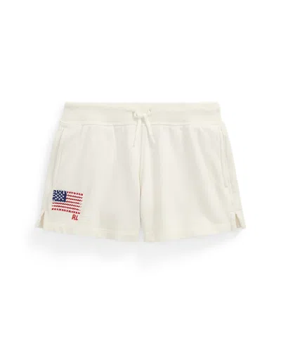 POLO RALPH LAUREN BIG GIRLS FLAG-APPLIQUE FRENCH TERRY SHORTS