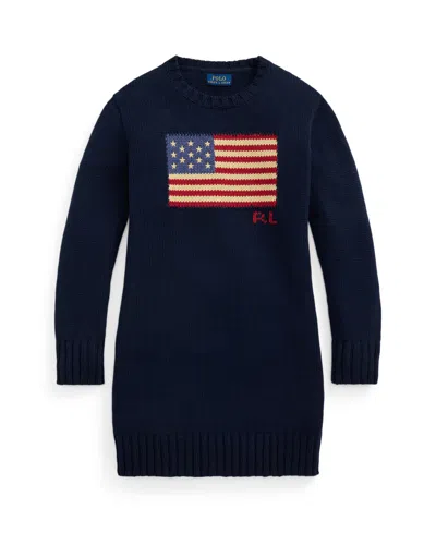 POLO RALPH LAUREN BIG GIRLS FLAG-INTARSIA SWEATER DRESS