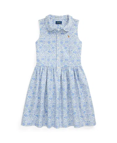 POLO RALPH LAUREN BIG GIRLS FLORAL OXFORD SHIRTDRESS