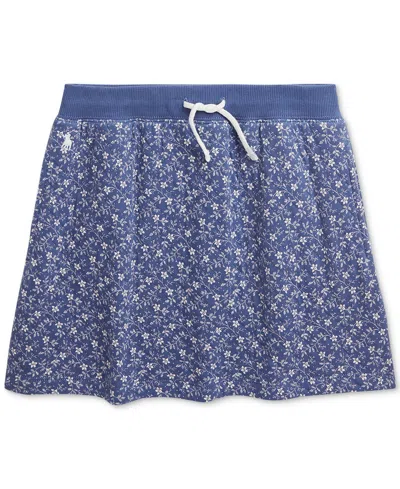 Polo Ralph Lauren Kids' Big Girls Floral Quilted Double-knit Skirt In Blue