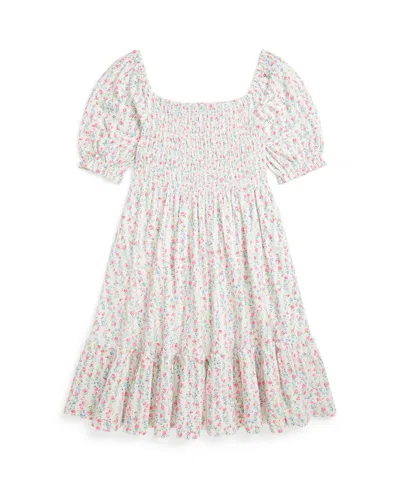 POLO RALPH LAUREN BIG GIRLS FLORAL SMOCKED JERSEY DRESS