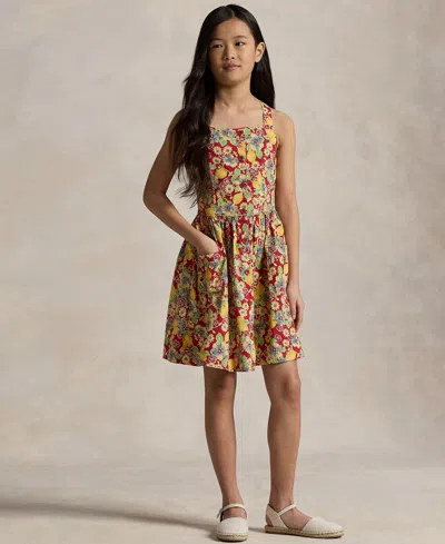 POLO RALPH LAUREN BIG GIRLS LEMON-FLORAL SLUB DRESS