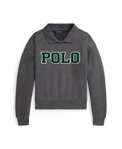 POLO RALPH LAUREN GIRLS 7-16 LOGO FLEECE POLO SWEATSHIRT