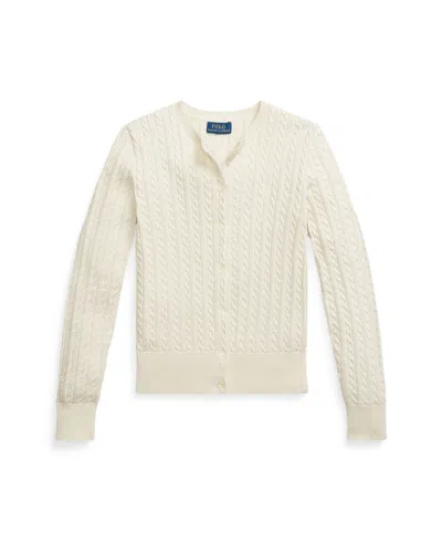 Polo Ralph Lauren Big Girls Metallic Cable Cotton-blend Cardigan Sweater In Clubhouse Cream