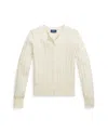 Polo Ralph Lauren Big Girls Metallic Cable Cotton-blend Cardigan Sweater In Cream