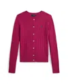 Polo Ralph Lauren Kids' Big Girls Mini-cable Cardigan Sweater In Burgundy
