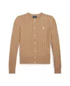 Polo Ralph Lauren Cable-knit Button-up Cardigan In Brown