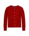 Polo Ralph Lauren Kids' Big Girls Mini-cable Cotton Cardigan In Red