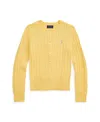 Polo Ralph Lauren Big Girls Mini-cable Cotton Cardigan In Yellow Multi