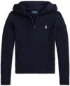 Polo Ralph Lauren Kids' Big Girls Mini-cable Cotton Full-zip Hoodie In Navy