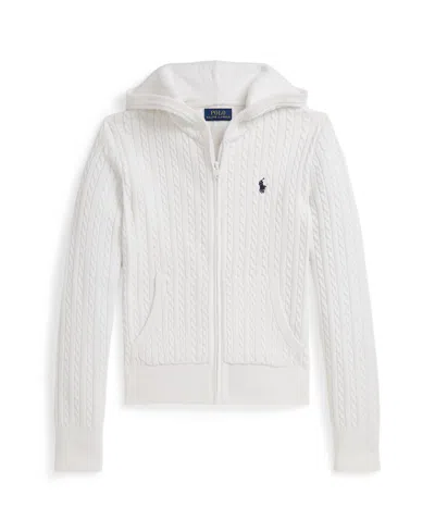 Polo Ralph Lauren Kids' Big Girls Mini-cable Full-zip Hoodie In Neutral