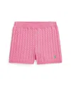Polo Ralph Lauren Big Girls Mini-cable Shorts In Laguna Pink,tiller Green
