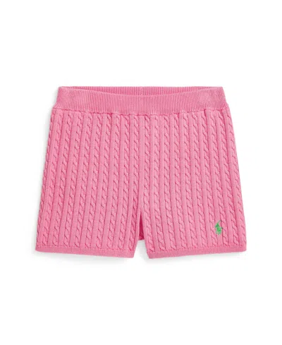 Polo Ralph Lauren Kids' Big Girls Mini-cable Shorts In Laguna Pink,tiller Green