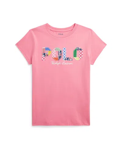Polo Ralph Lauren Kids' Big Girls Mixed-logo Cotton Jersey T-shirt In Florida Pink