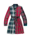 Polo Ralph Lauren Toddler And Little Girls Plaid Cotton Fun Shirtdress In Multi