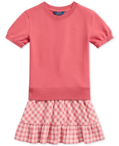 Polo Ralph Lauren Kids' Big Girls Plaid French Terry Sweatshirt Dress In Red