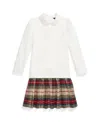 Polo Ralph Lauren Toddler And Little Girls Plaid-skirt Ponte Dress In White