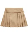 Polo Ralph Lauren Teen Girls Beige Cotton Pleated Skirt In Khaki