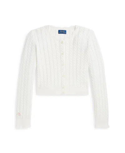 POLO RALPH LAUREN BIG GIRLS POINTELLE-KNIT COTTON CARDIGAN