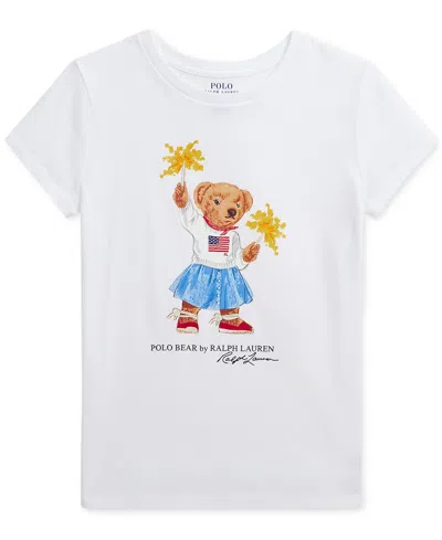 Polo Ralph Lauren Kids' Big Girls Polo Bear Cotton Jersey Tee In Weiss