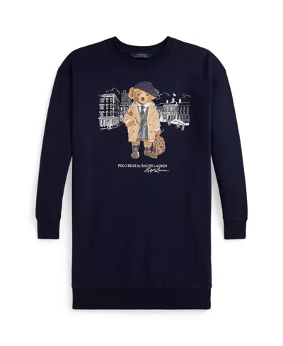 POLO RALPH LAUREN BIG GIRLS POLO BEAR FLEECE SWEATSHIRT DRESS