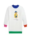 Polo Ralph Lauren Polo Bear Fleece Sweatshirt Dress In Paper White