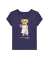 Polo Ralph Lauren Big Girls Polo Bear Jersey T-shirt In Boathouse Navy