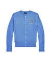 Polo Ralph Lauren Kids' Polo Bear Mini-cable Cotton Cardigan In Blue