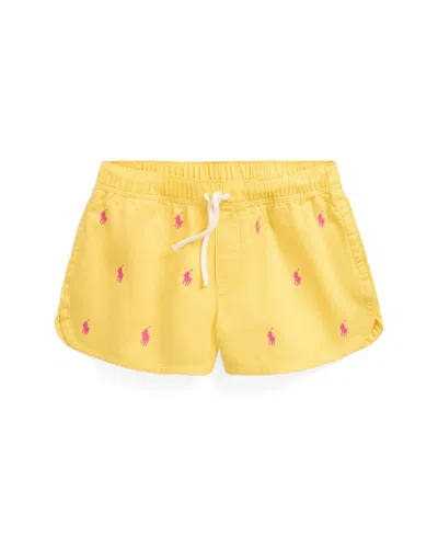 Polo Ralph Lauren Kids' Big Girls Polo Pony Cotton Twill Shorts In Signal Yellow