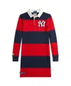 Polo Ralph Lauren Toddler And Little Girls  Yankees Rugby Dress In Aviator Navy,red