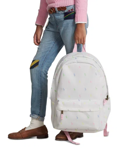 Polo Ralph Lauren Kids' Big Girls Pony Adjustable Backpack In White,multi