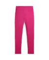 Polo Ralph Lauren Kids' Big Girls Ribbed Stretch Legging In College Pink W/ Navy