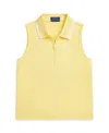 Polo Ralph Lauren Stretch Mesh Half-zip Boxy Polo Shirt In Resort Gold,white
