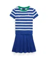 Polo Ralph Lauren Ralph Lauren Girls Striped Cable Knit Top And Skirt Set In Cruise Royal Multi,belmont Pink