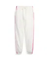 Polo Ralph Lauren Striped French Terry Jogger Pant In Paper White With Belmont Pink