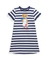 Polo Ralph Lauren Striped Polo Bear Cotton Tee Dress In Navy