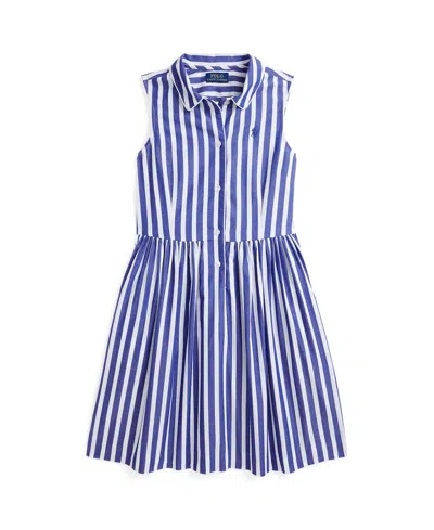 POLO RALPH LAUREN BIG GIRLS STRIPED POPLIN SHIRTDRESS