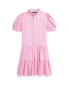 Polo Ralph Lauren Striped Tiered Linen-cotton Dress In Pink,white